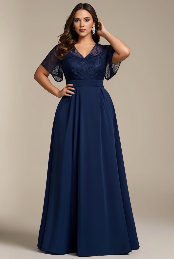 plus size simple chiffon pleated a line round neckline bridesmaid dress 133624