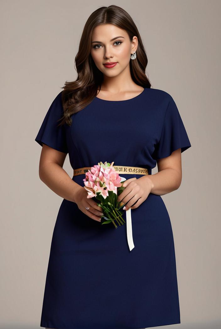 plus size simple chiffon pleated a line round neckline bridesmaid dress 133635