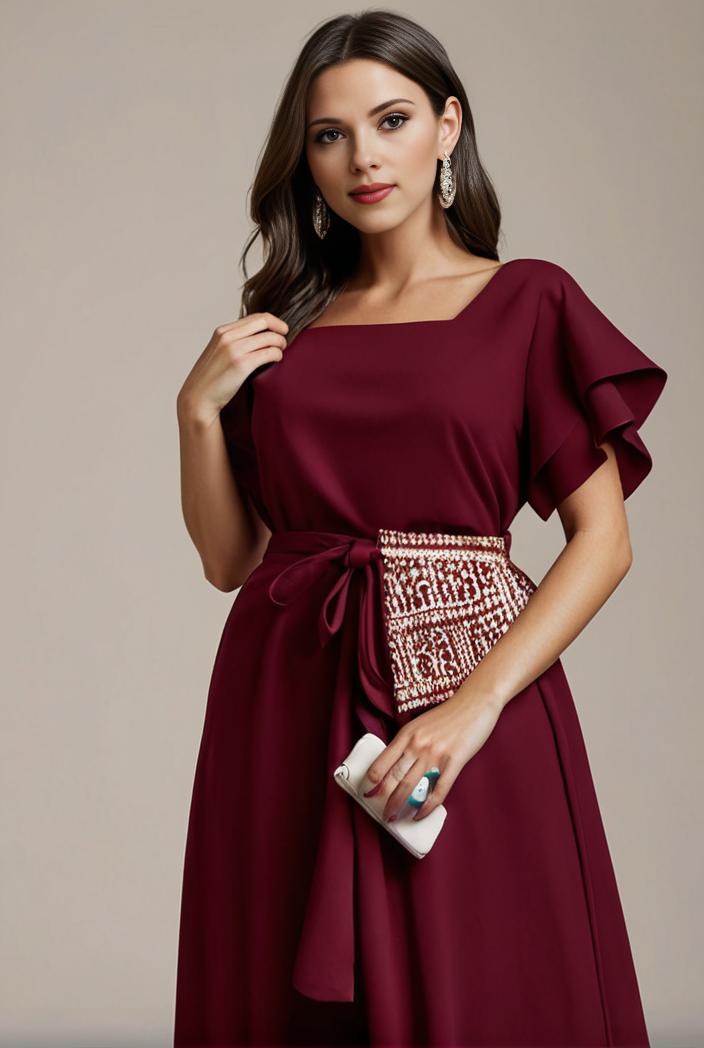 plus size simple chiffon pleated a line round neckline bridesmaid dress 133643
