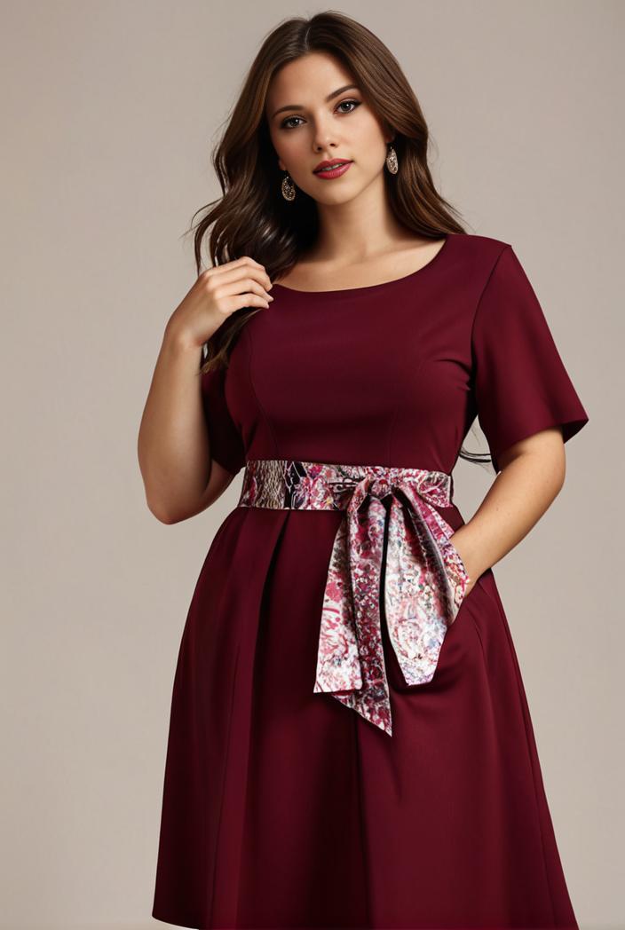 plus size simple chiffon pleated a line round neckline bridesmaid dress 133644