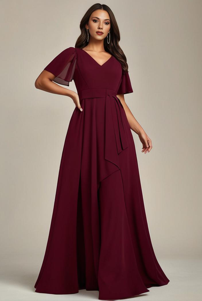plus size simple chiffon pleated a line round neckline bridesmaid dress 133646