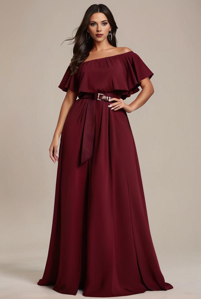 plus size simple chiffon pleated a line round neckline bridesmaid dress 133668