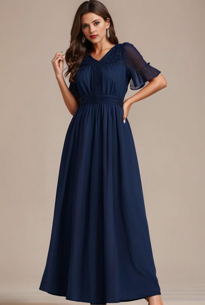 plus size simple chiffon pleated a line round neckline bridesmaid dress 133673