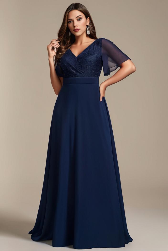 plus size simple chiffon pleated a line round neckline bridesmaid dress 133677