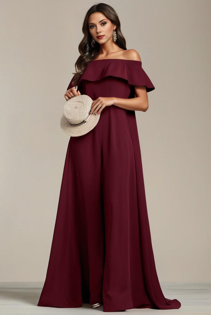 plus size simple chiffon pleated a line round neckline bridesmaid dress 133678