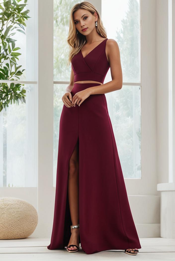 flowy chiffon one shoulder with three straps bridesmaid dress 116472