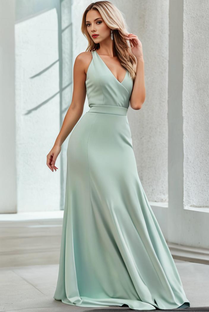flowy chiffon one shoulder with three straps bridesmaid dress 116483