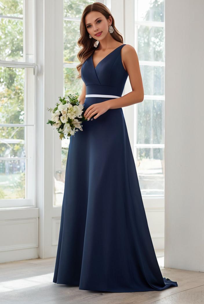 flowy chiffon one shoulder with three straps bridesmaid dress 116495