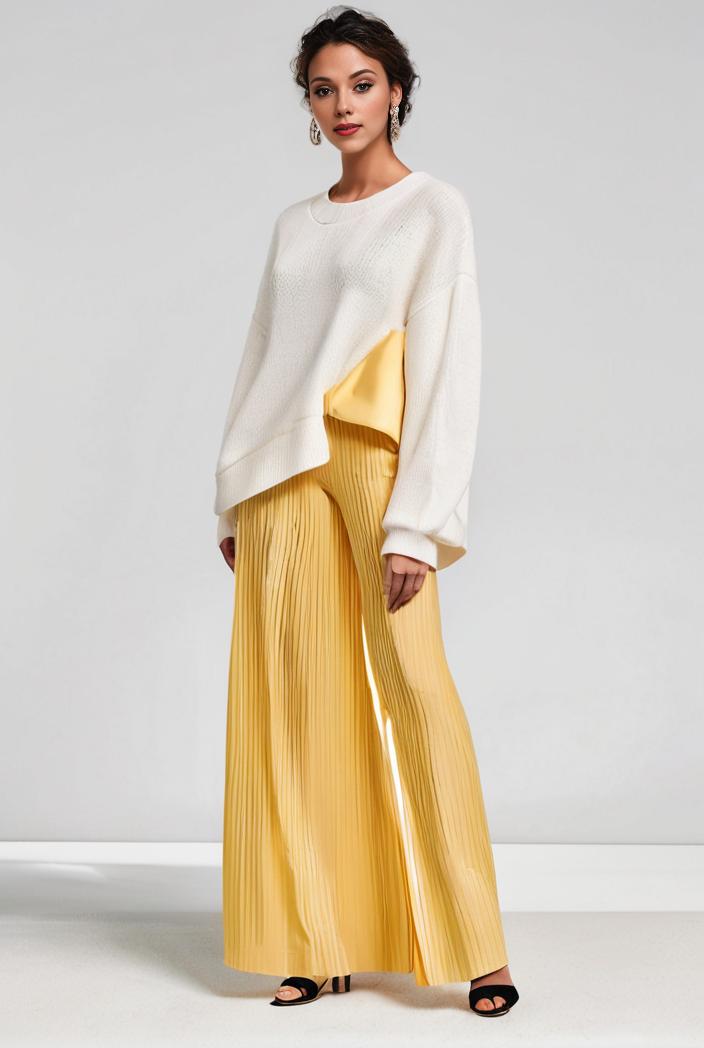 pleated high waist commuting temperament maxi dress 120744