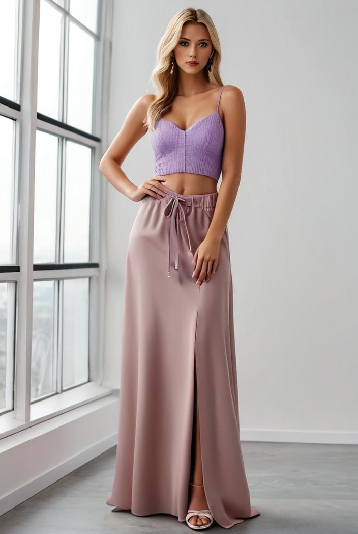 pleated v neck spaghetti strap high slit bridesmaid dress 122606
