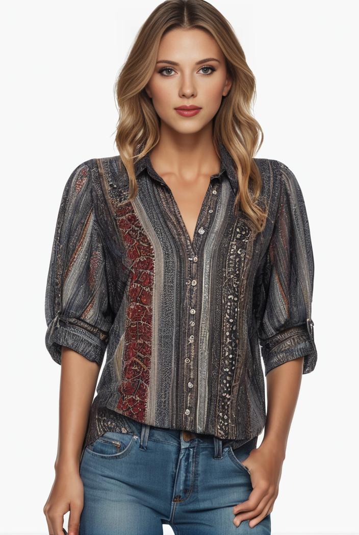 plus size boho top women s plus allover paisley print half sleeve v neck slight stretch top 122783