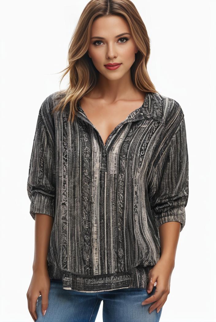 plus size boho top women s plus allover paisley print half sleeve v neck slight stretch top 122787