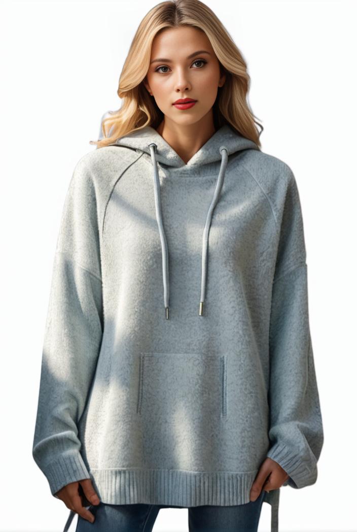 plus size casual hoodie women s plus solid ribbed long sleeve slight stretch hoodie drawstring sweatshirt 122936
