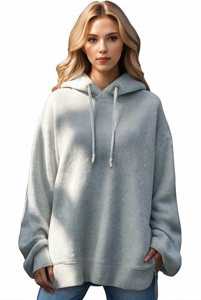 plus size casual hoodie women s plus solid ribbed long sleeve slight stretch hoodie drawstring sweatshirt 122941
