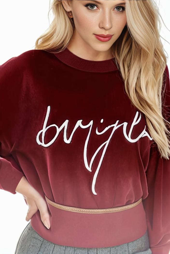 plus size casual sweatshirt women s plus ombre letter heart print raglan sleeve round neck slight stretch pullover sweatshirt 123192