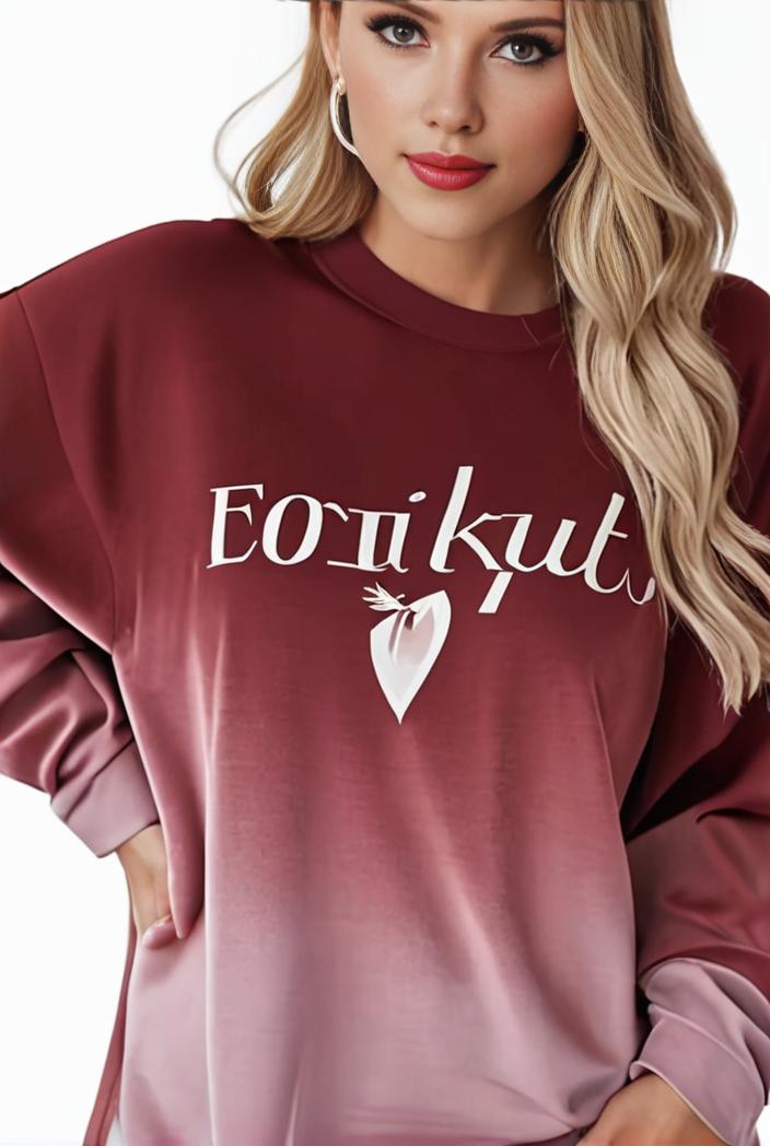 plus size casual sweatshirt women s plus ombre letter heart print raglan sleeve round neck slight stretch pullover sweatshirt 123198