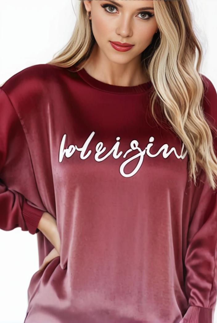 plus size casual sweatshirt women s plus ombre letter heart print raglan sleeve round neck slight stretch pullover sweatshirt 123202