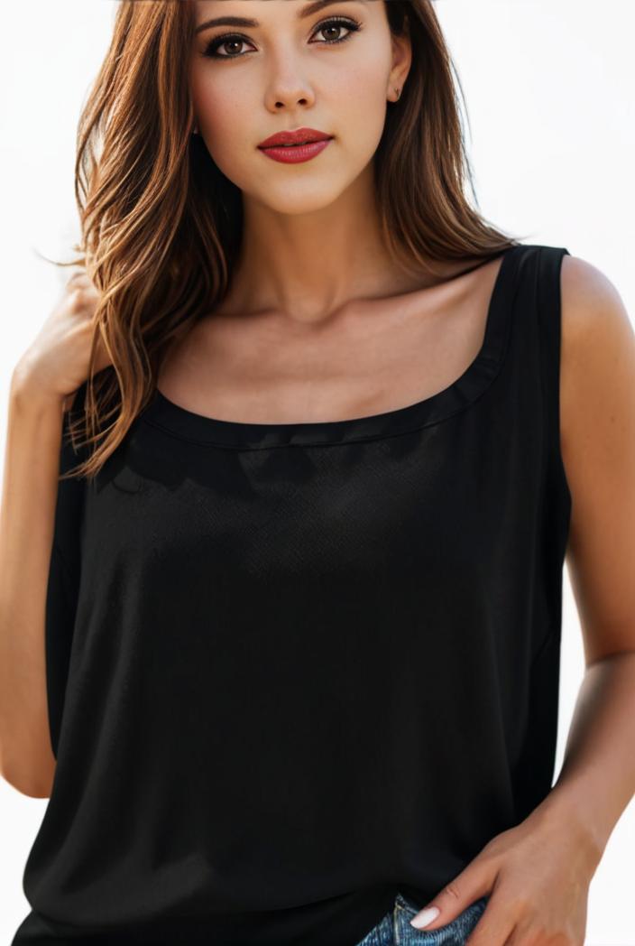 plus size casual tank top women s plus solid square neck slight stretch pleated tank top 123545