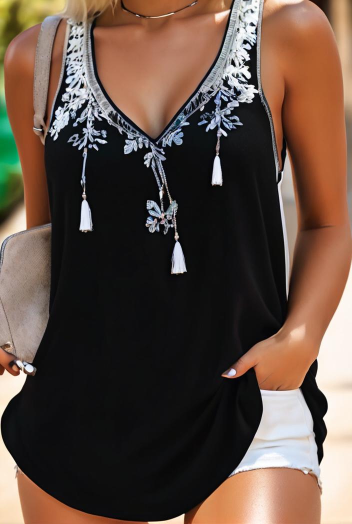 plus size casual top women s plus floral print v neck slight stretch tank top 123595