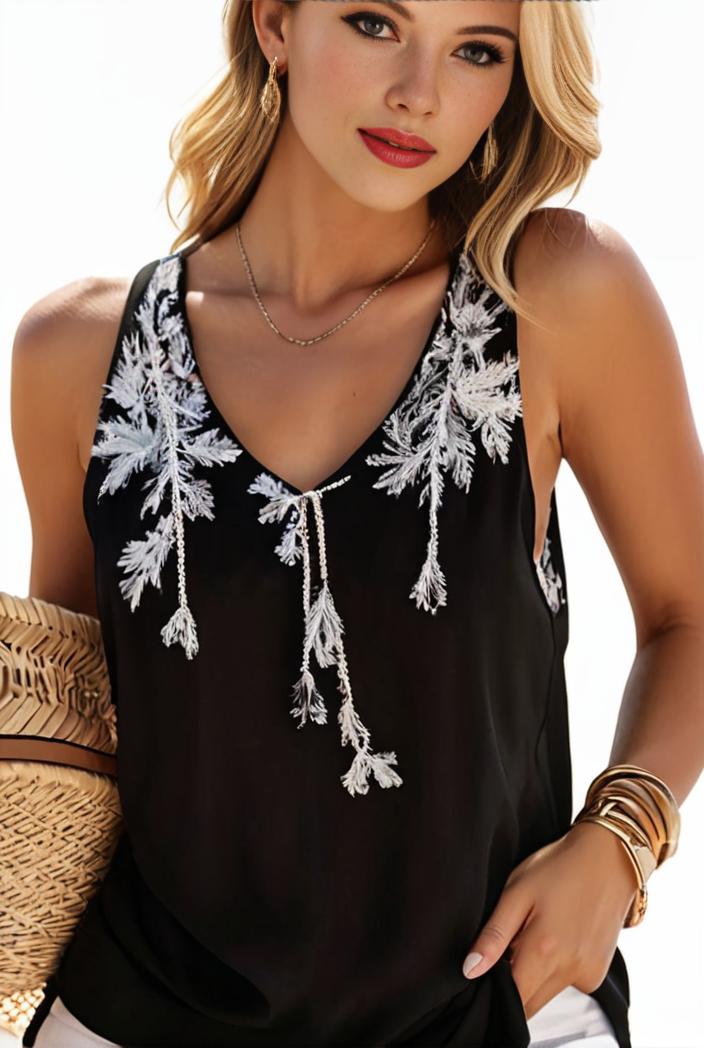 plus size casual top women s plus floral print v neck slight stretch tank top 123600