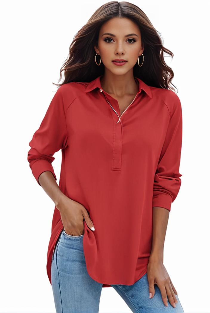plus size formal shirt women s plus plain long sleeve turn down collar button up workwear shirt 125167