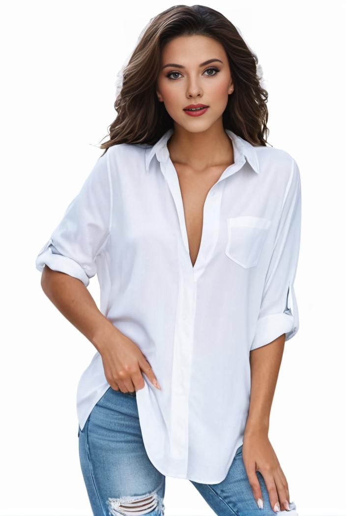plus size formal shirt women s plus plain long sleeve turn down collar button up workwear shirt 125176