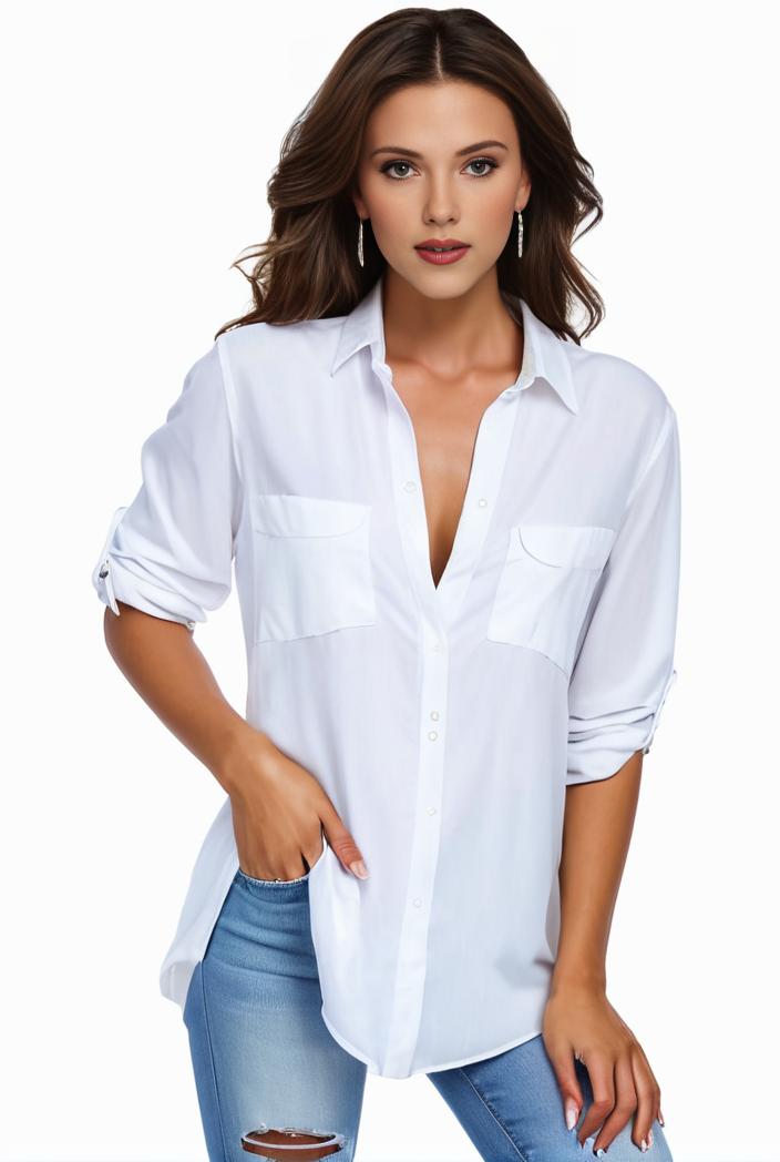 plus size formal shirt women s plus plain long sleeve turn down collar button up workwear shirt 125177