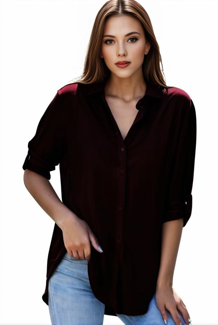 plus size formal shirt women s plus plain long sleeve turn down collar button up workwear shirt 125201