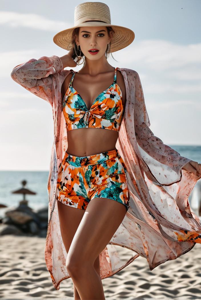 3 pieces sexy print bikini women high waist swimsuit cover up swimwear female lady bathing suit swimming summer beachwear 106039
