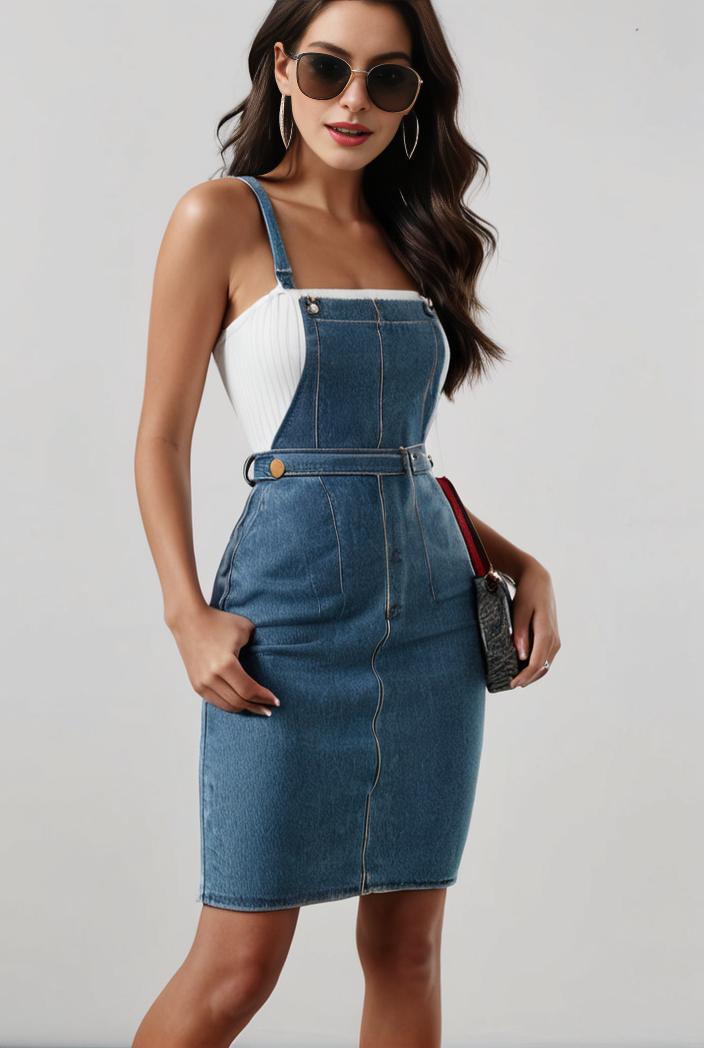 blue denim jumpsuit with distressed ripped details for women 106903