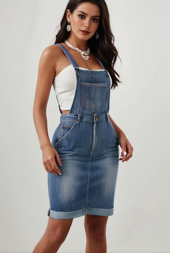 blue denim jumpsuit with distressed ripped details for women 106905