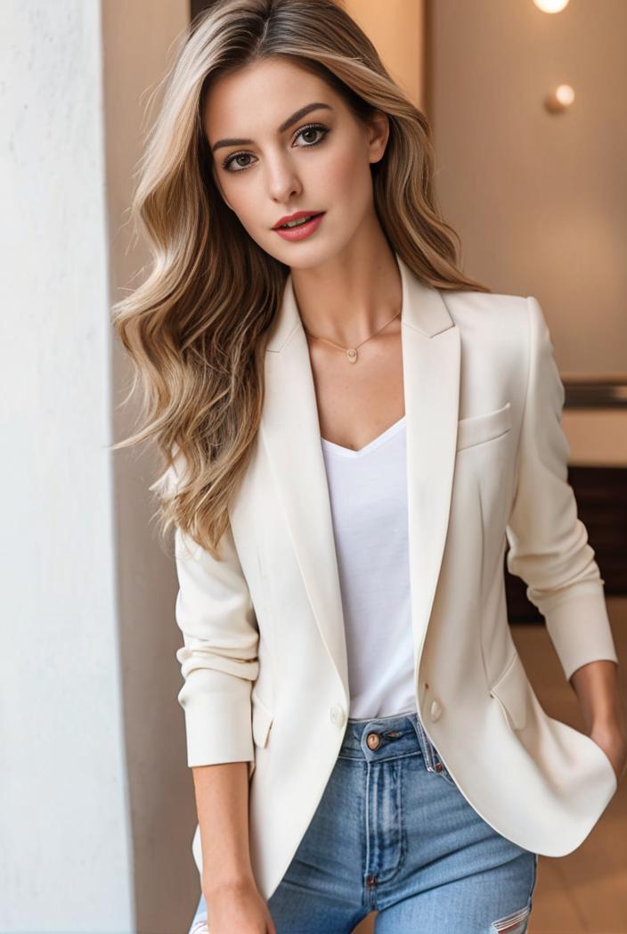 ladies solid button up blazer with long sleeves casual lapel design 123467