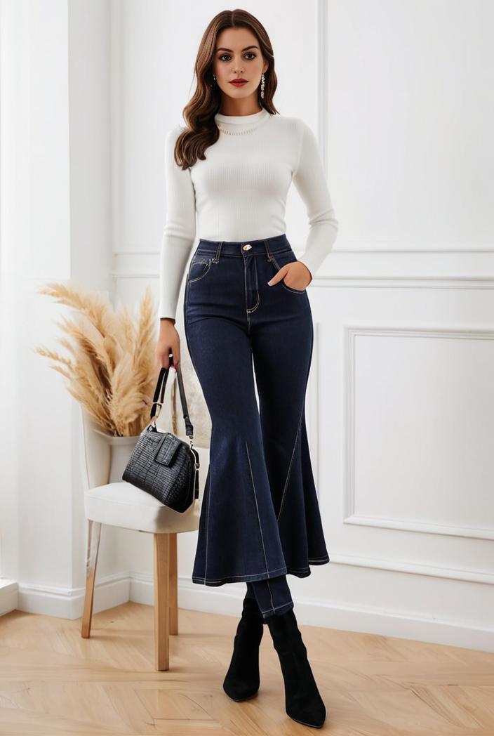 mermaid denim skirt with slant pockets stretch high waist women s denim midi skirt 124897