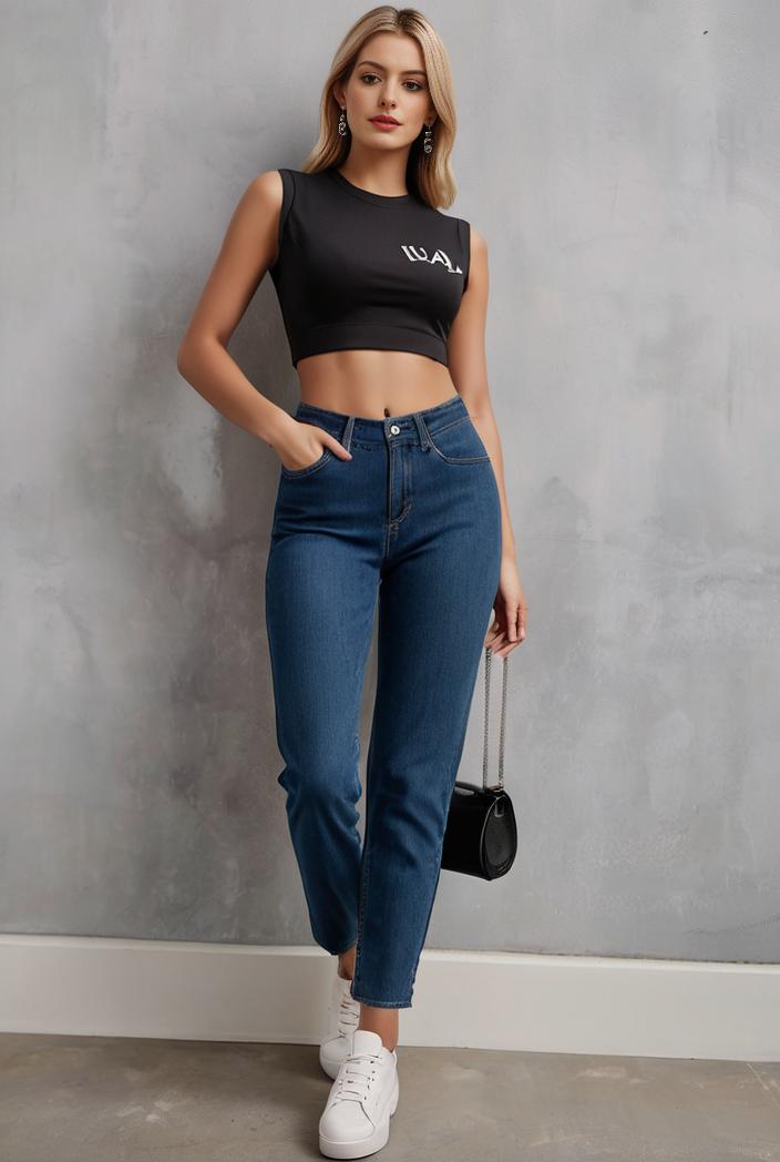 slim fit drawstring denim jeans with elastic waist for women 131726