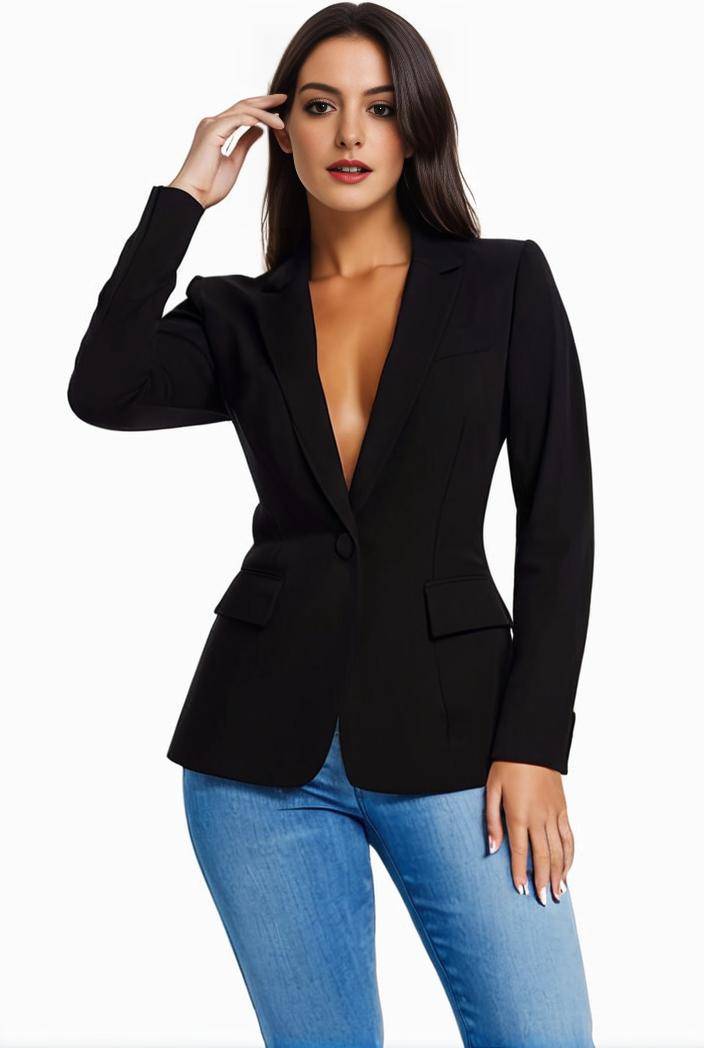 solid blazer with tie back and casual lapel long sleeve outerwear for women 131781