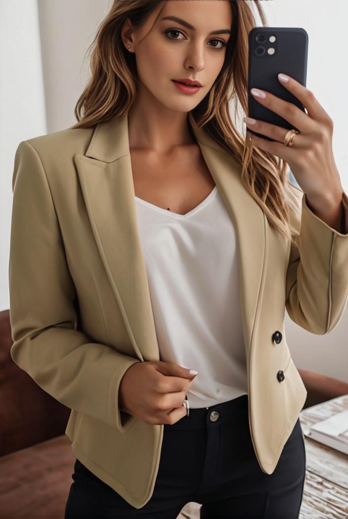 sophisticated split front blazer with long sleeves 132684