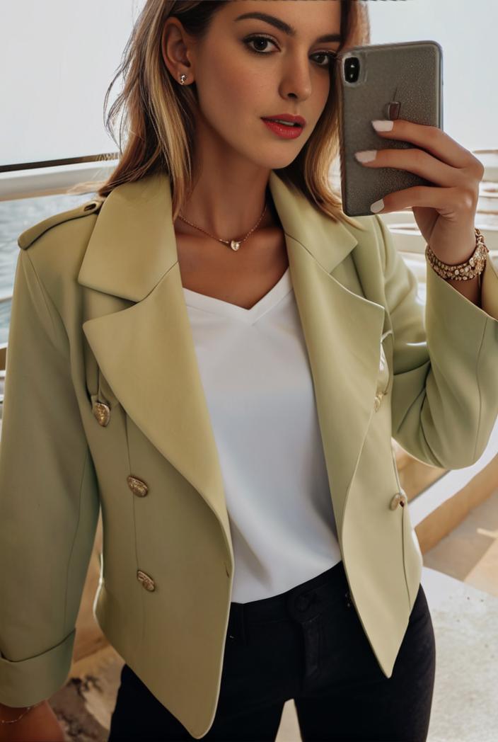sophisticated split front blazer with long sleeves 132687