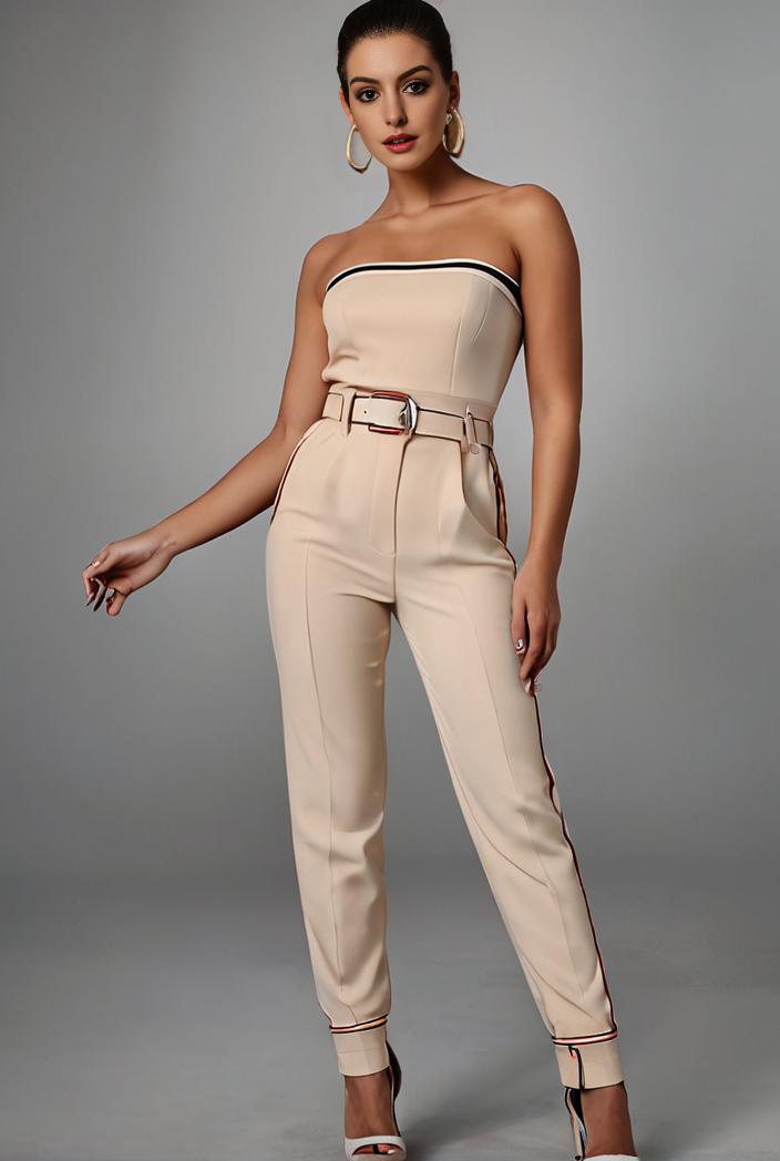 stylish sleeveless jumpsuit with tie waist and flap pockets for women 134273