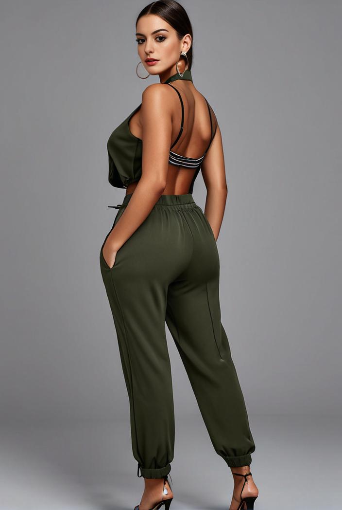 stylish sleeveless jumpsuit with tie waist and flap pockets for women 134286