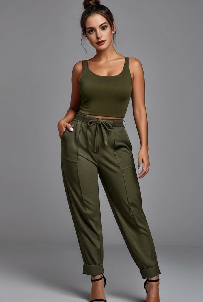 stylish sleeveless jumpsuit with tie waist and flap pockets for women 134294