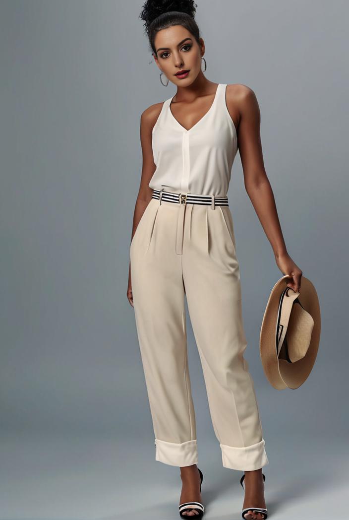 stylish sleeveless jumpsuit with tie waist and flap pockets for women 134307