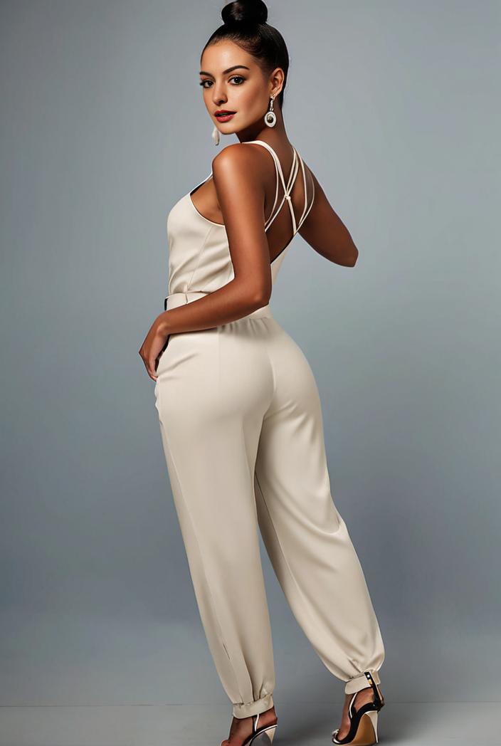 stylish sleeveless jumpsuit with tie waist and flap pockets for women 134329
