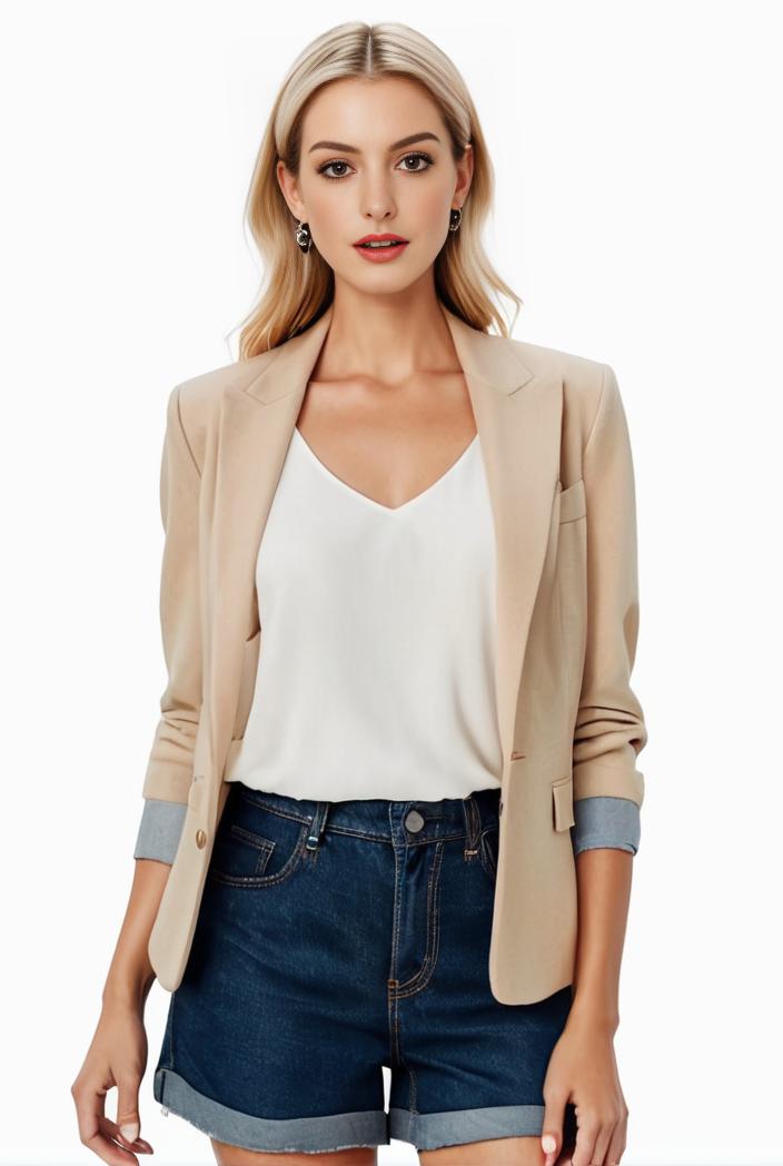 women s solid open front blazer with long sleeves for office wear 139649