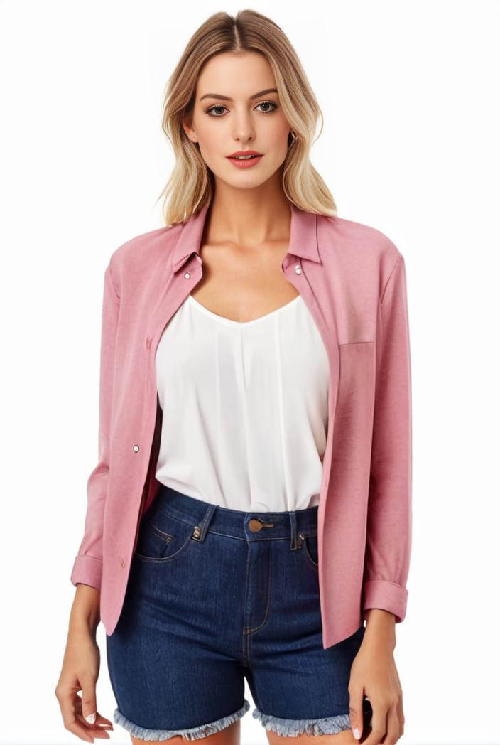 women s solid open front blazer with long sleeves for office wear 139683