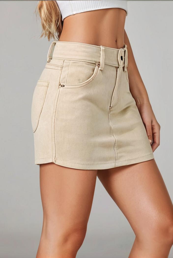 y2k kpop style denim skirt with double button closure and flap pockets 140119
