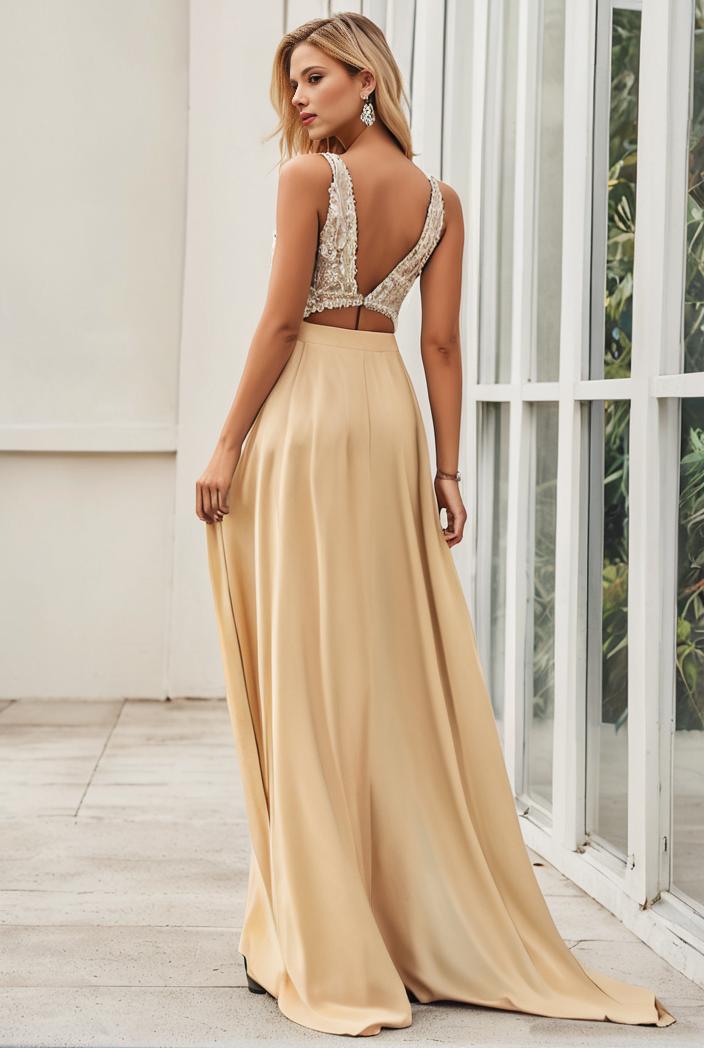 sleeveless v back tulle high low sequin appliques evening dresses 100953