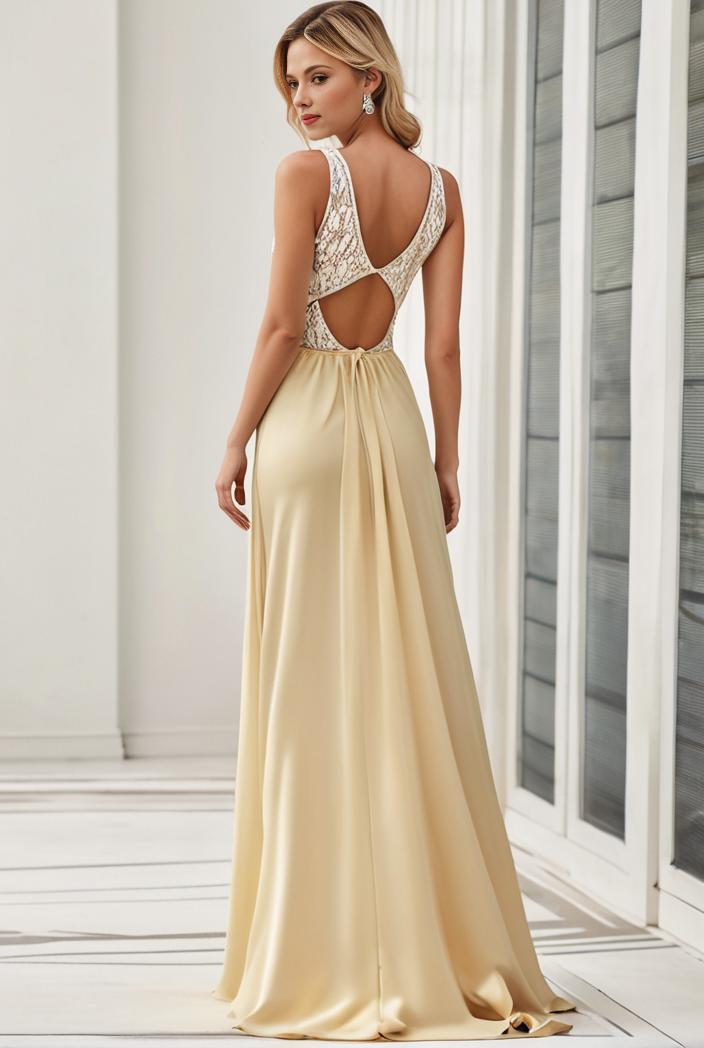 sleeveless v back tulle high low sequin appliques evening dresses 100957