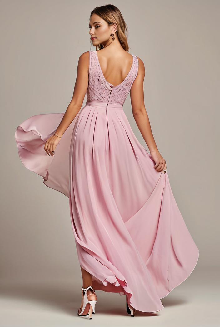 sleeveless v back tulle high low sequin appliques evening dresses 101004