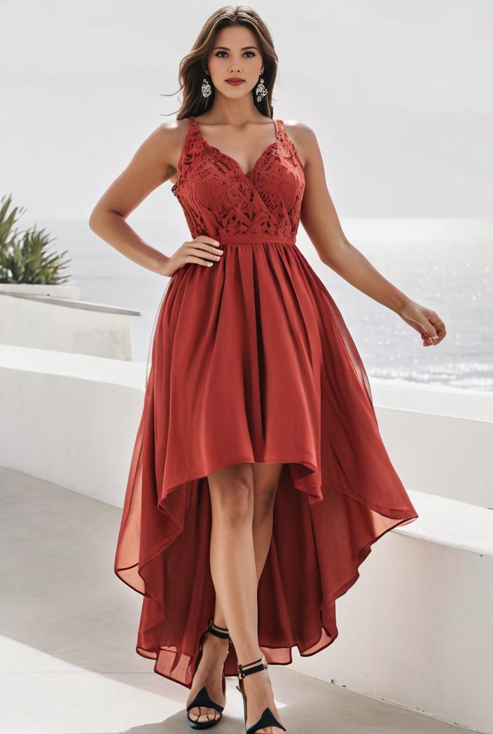 sleeveless v back tulle high low sequin appliques evening dresses 101009