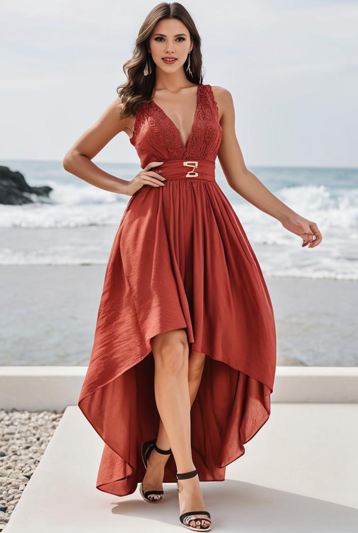sleeveless v back tulle high low sequin appliques evening dresses 101013